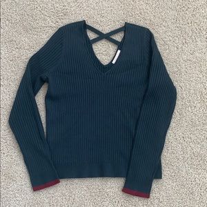 Teal v neck cross back sweater - brand new